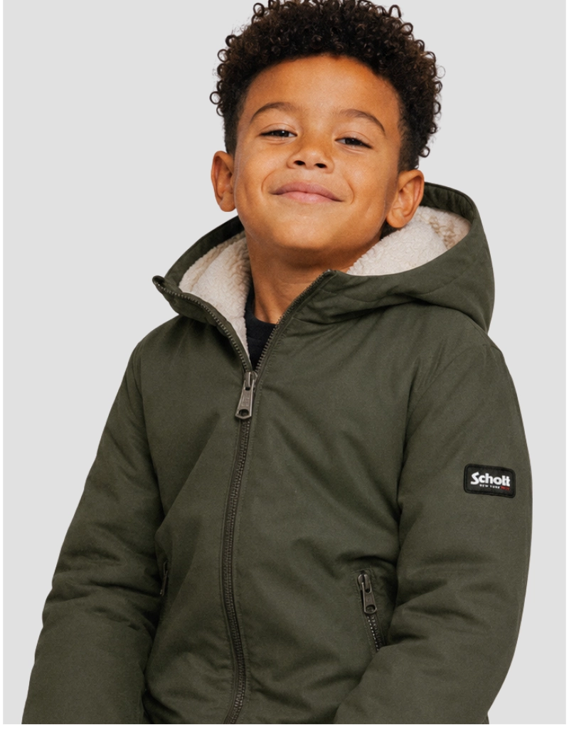 Children's hooded khaki parka