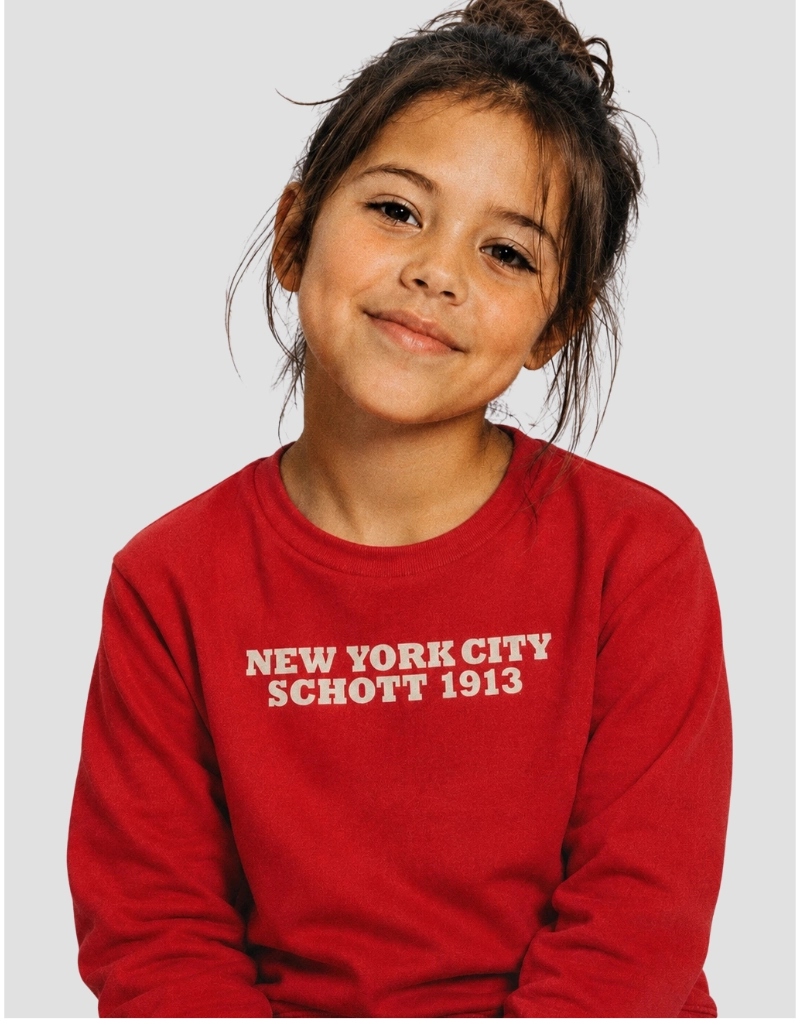 Sweatshirt col rond rouge imprimé enfant-1