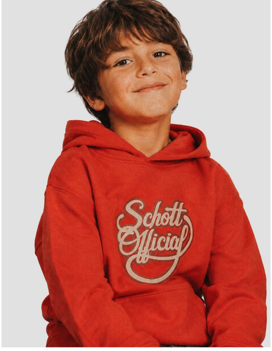 Orange hooded sweatshirt printed Schott Official child
