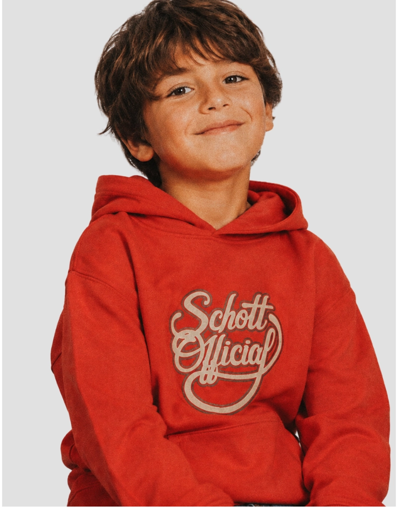 Orangefarbenes Schott Official-Kapuzenpullover für Kinder-1