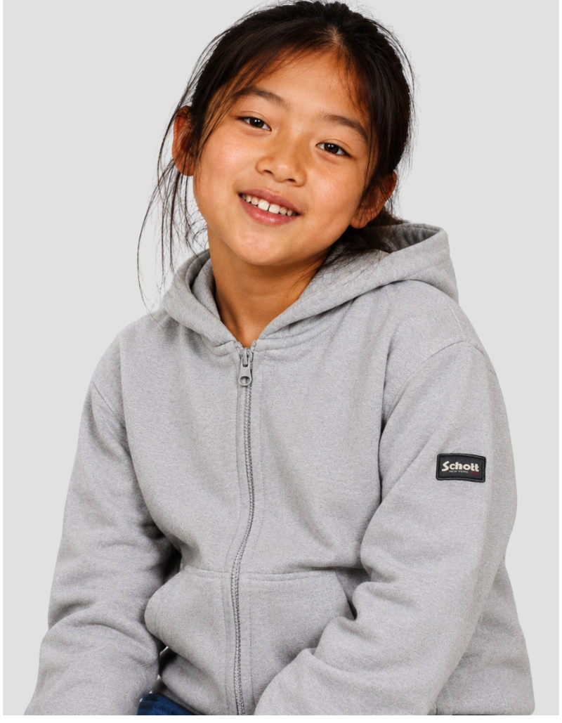 Child -shaped gray jaw zipped sweatshirt