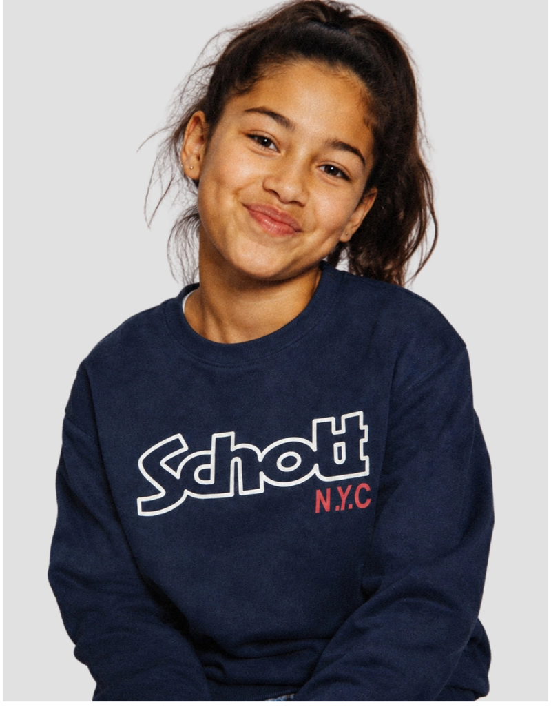 Sweatshirt bleu marine col rond-1