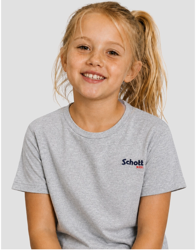 T-shirt gris chiné brodé enfant