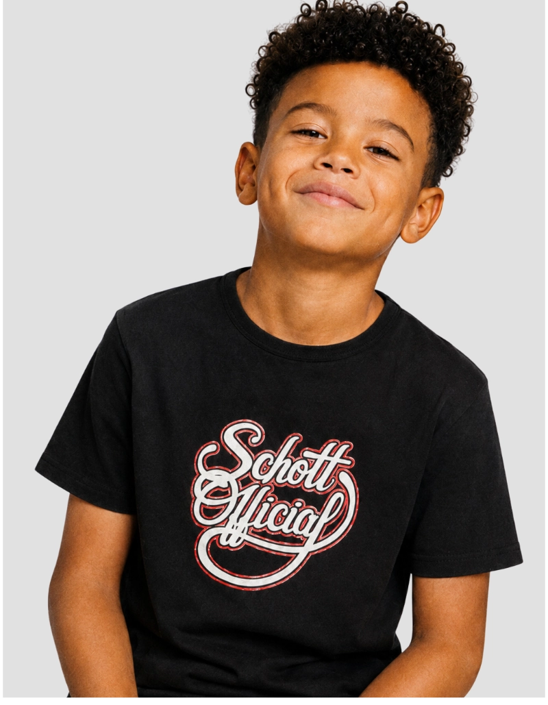 T-shirt noir imprimé logo vintage-1