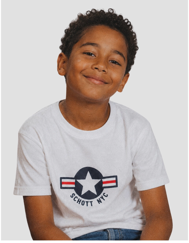 Children's white printed T-shirt-1
