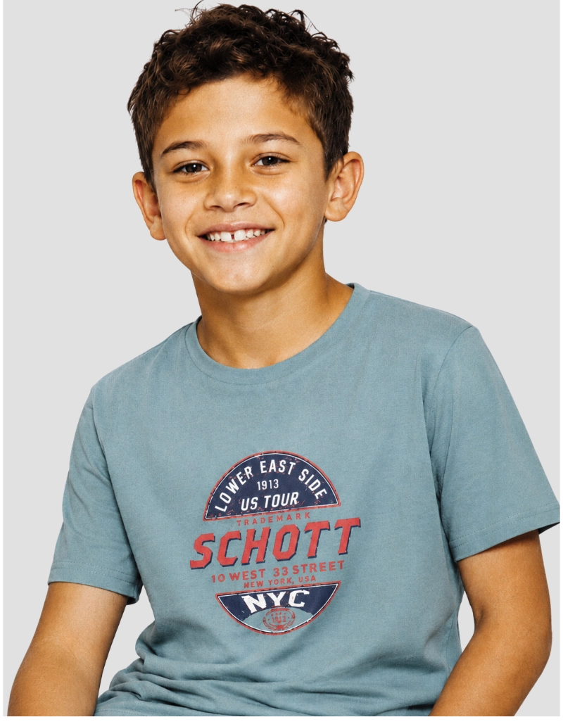 Children's light green printed T-shirt-1