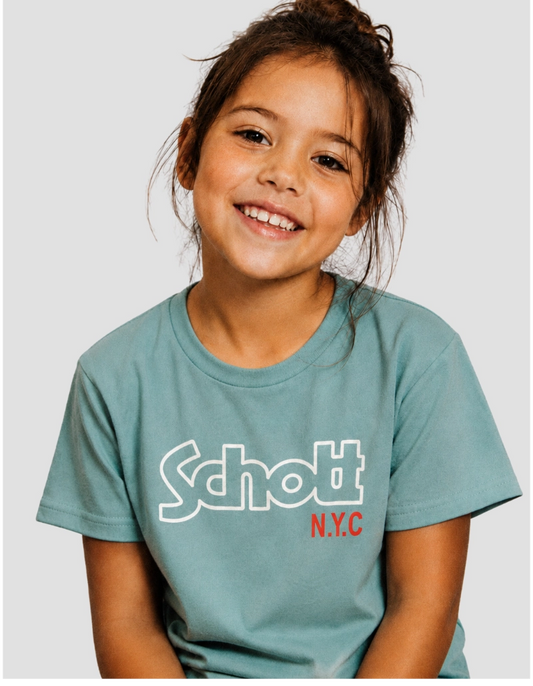 Khakifarbenes Kinder-T-Shirt mit Sage-Print