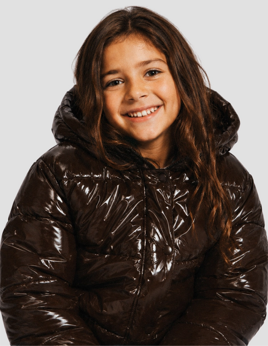 Doudoune urban à capuche chocolat enfant