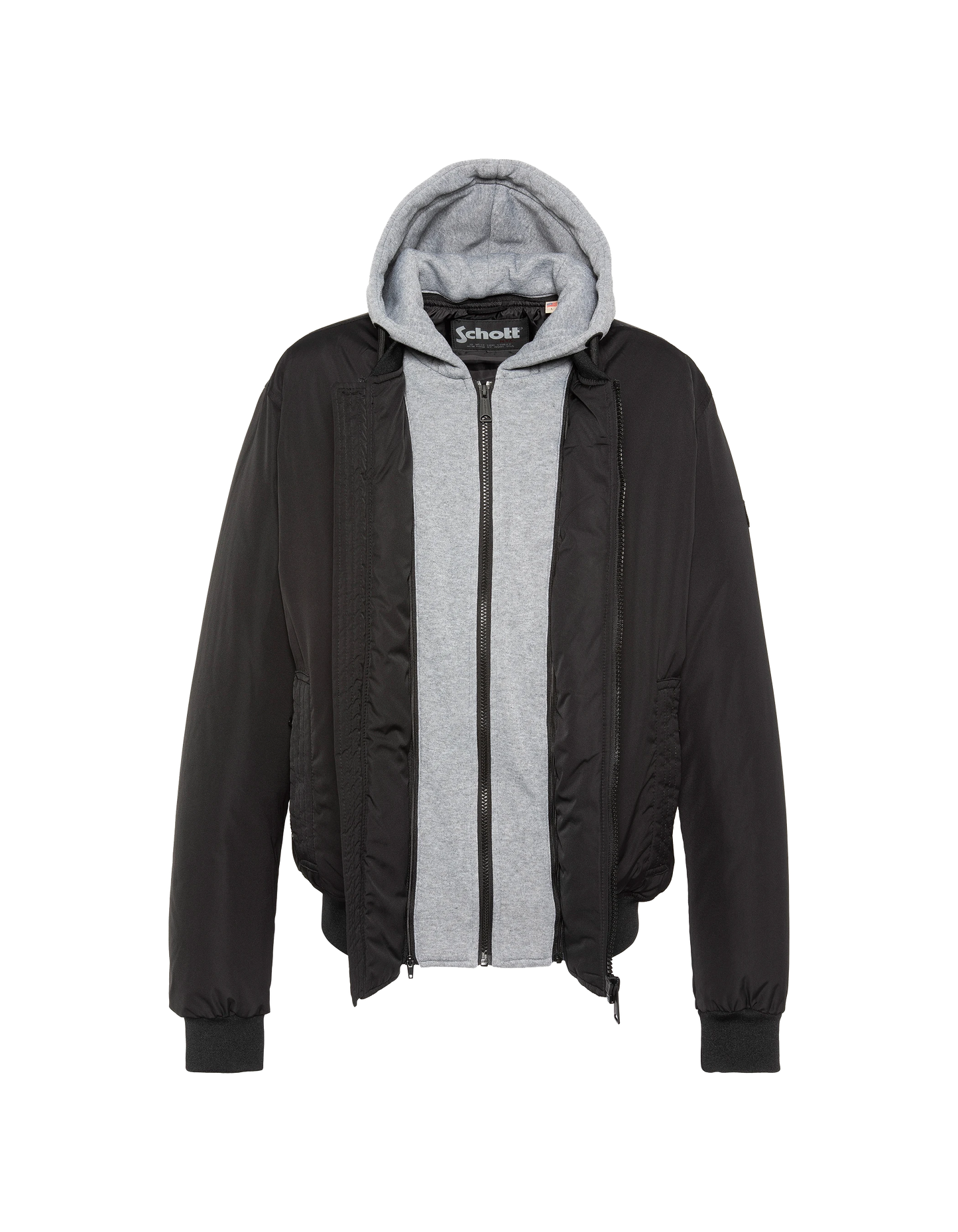 Giacca nera con cappuccio con plastron rimovibile