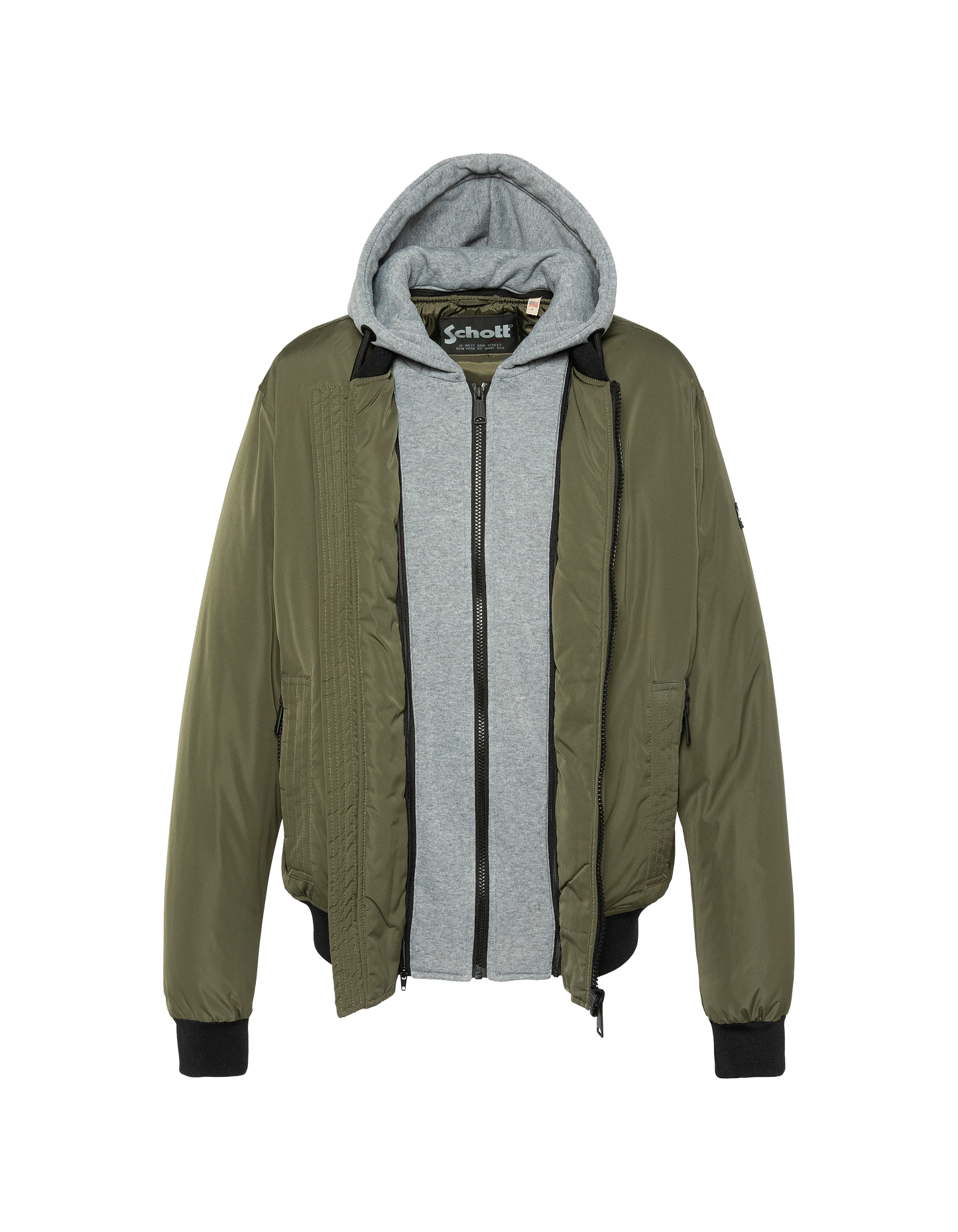 Blouson kaki à capuche avec plastron amovible