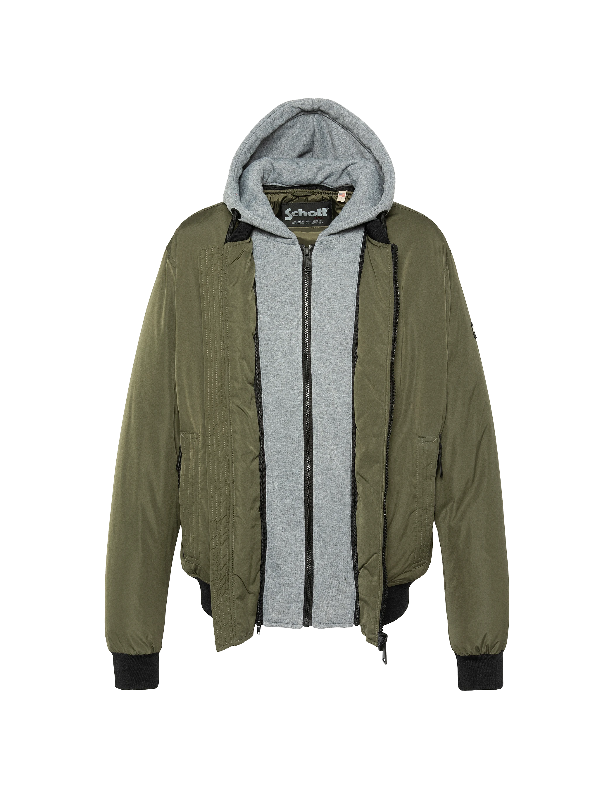 Blouson kaki à capuche avec plastron amovible-5