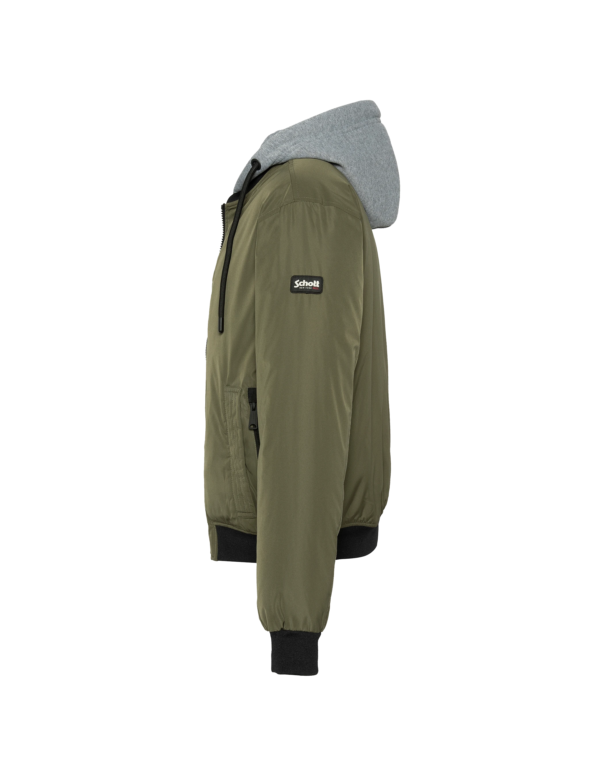 Blouson kaki à capuche avec plastron amovible-7