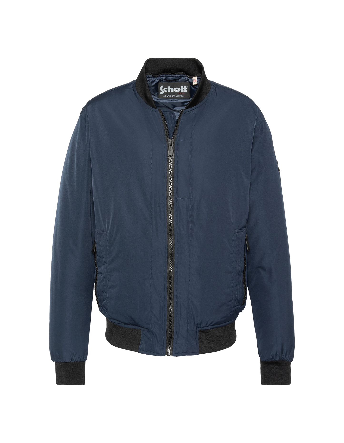 Giacca blu navy con cappuccio con plastron rimovibile