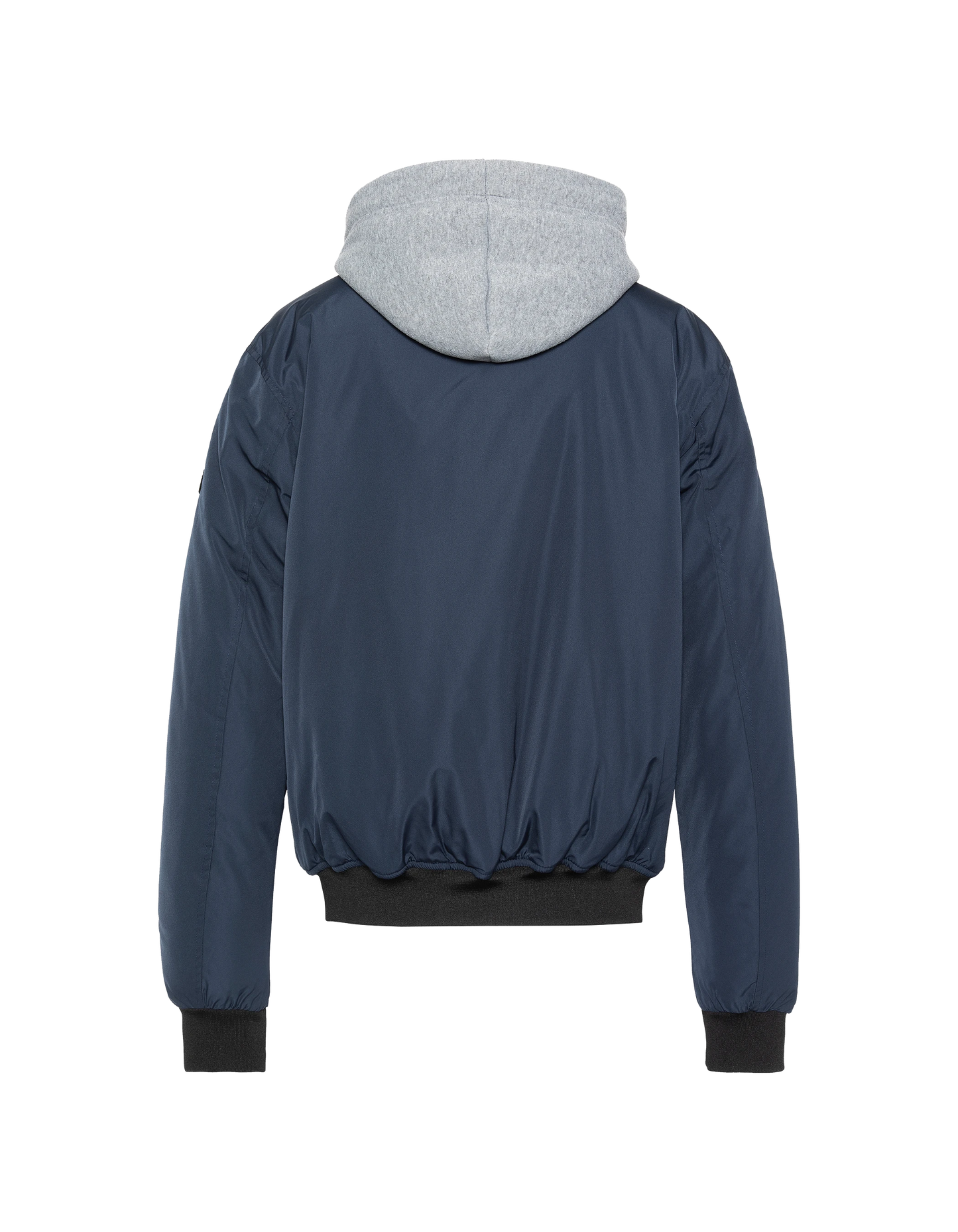 Giacca blu navy con cappuccio con plastron rimovibile