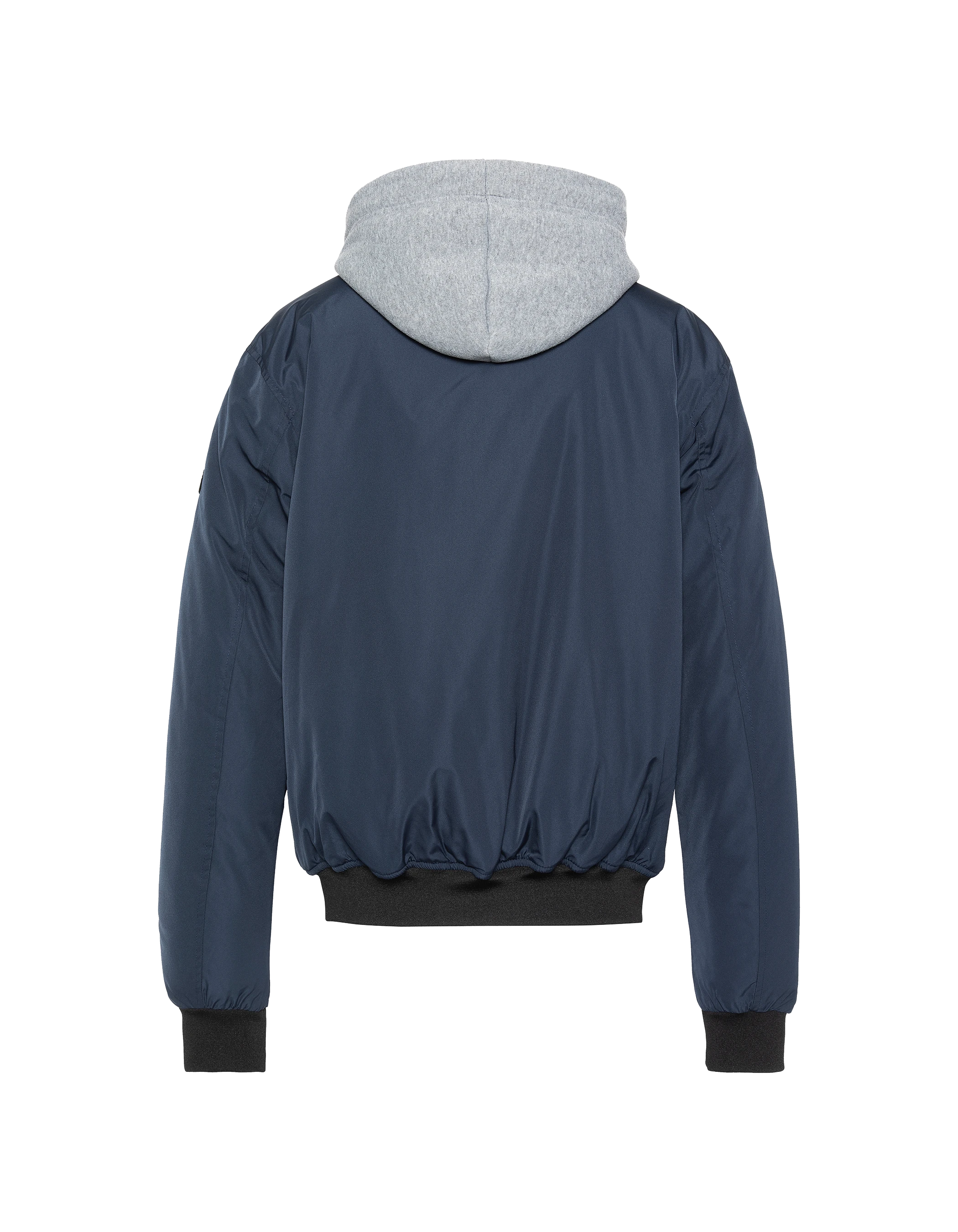 Giacca blu navy con cappuccio con plastron rimovibile-8