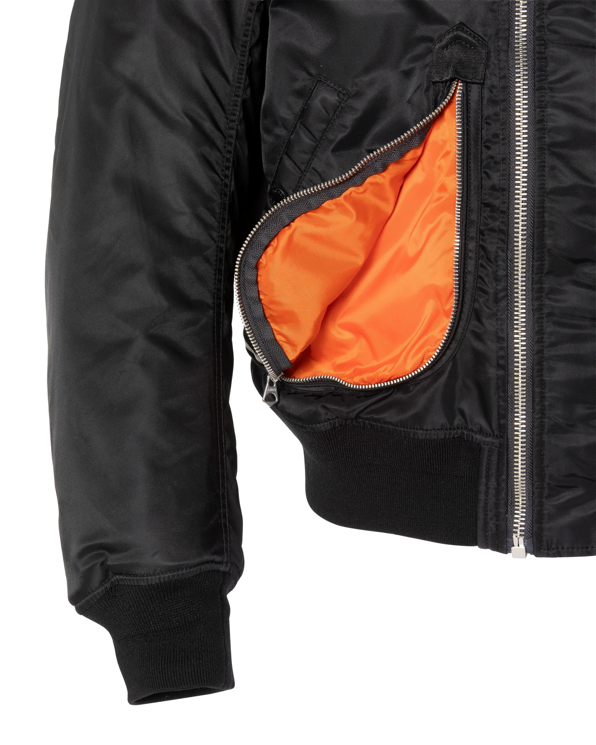 Schwarze taktische Bomberjacke mit Doppelreißverschluss, übergroßer Schnitt-10