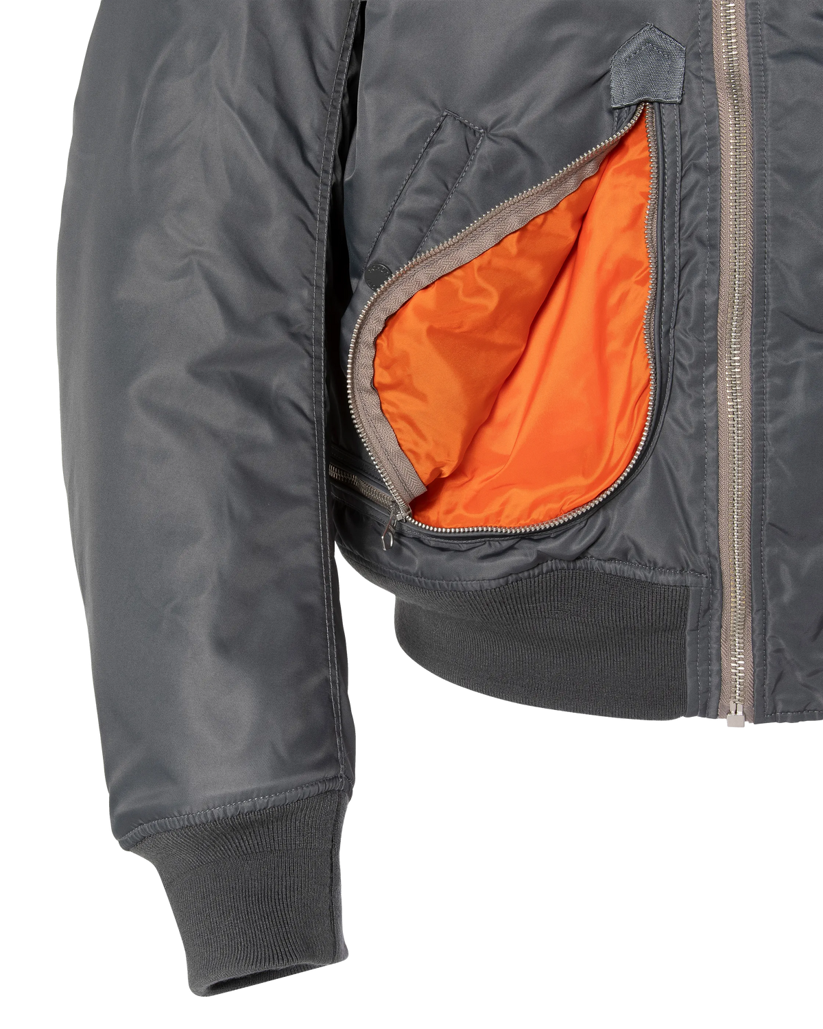 Blouson bomber tactique étain double zip, coupe oversize