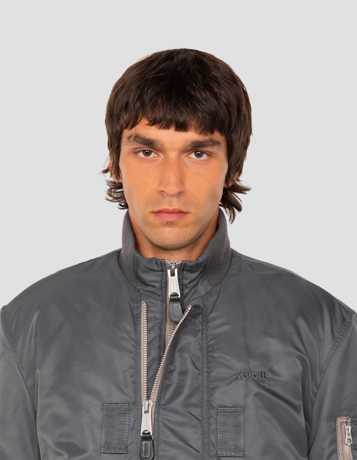 Blouson bomber tactique étain double zip, coupe oversize-5