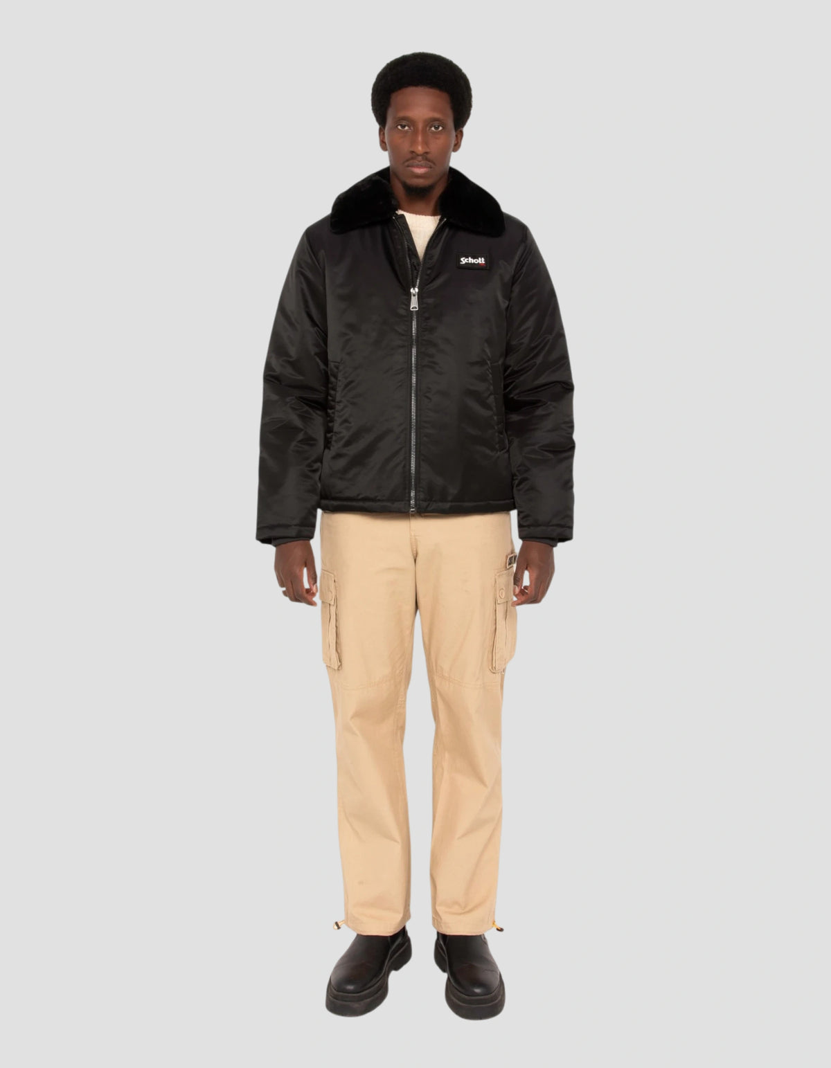 Blouson security noir à col amovible-1