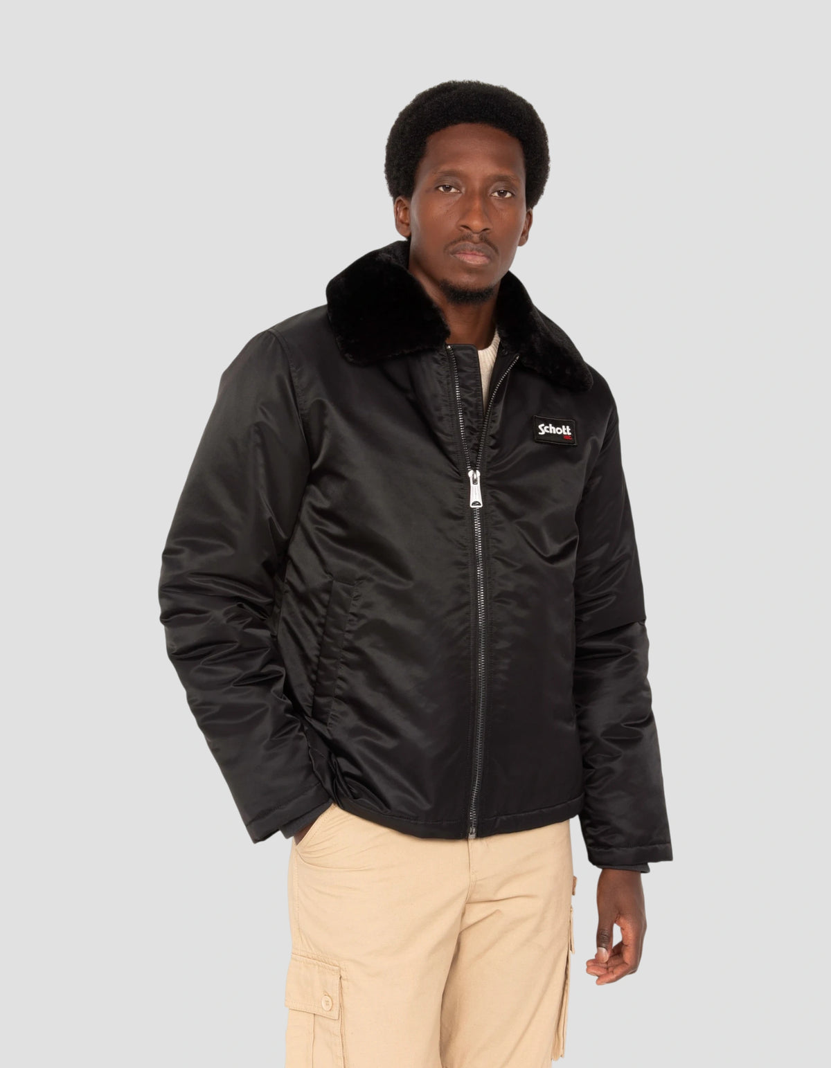 Blouson security noir à col amovible-4