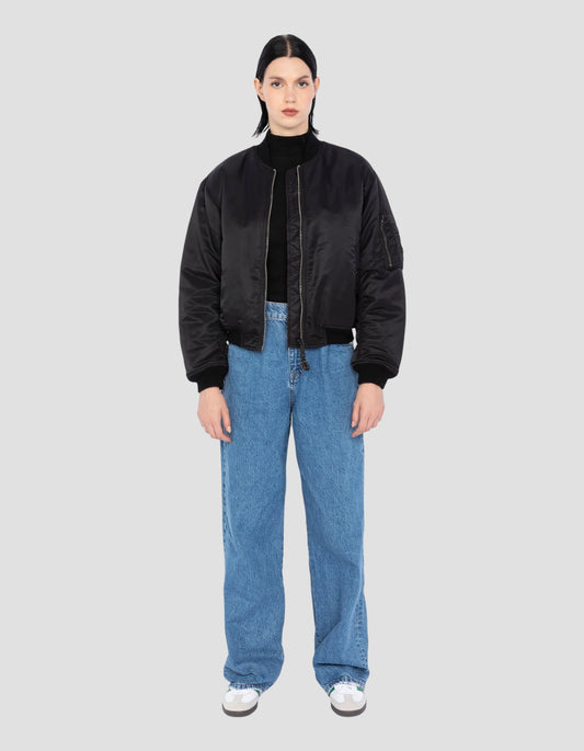 Bomber MA-1 90's noir en nylon recyclé, coupe courte et confort