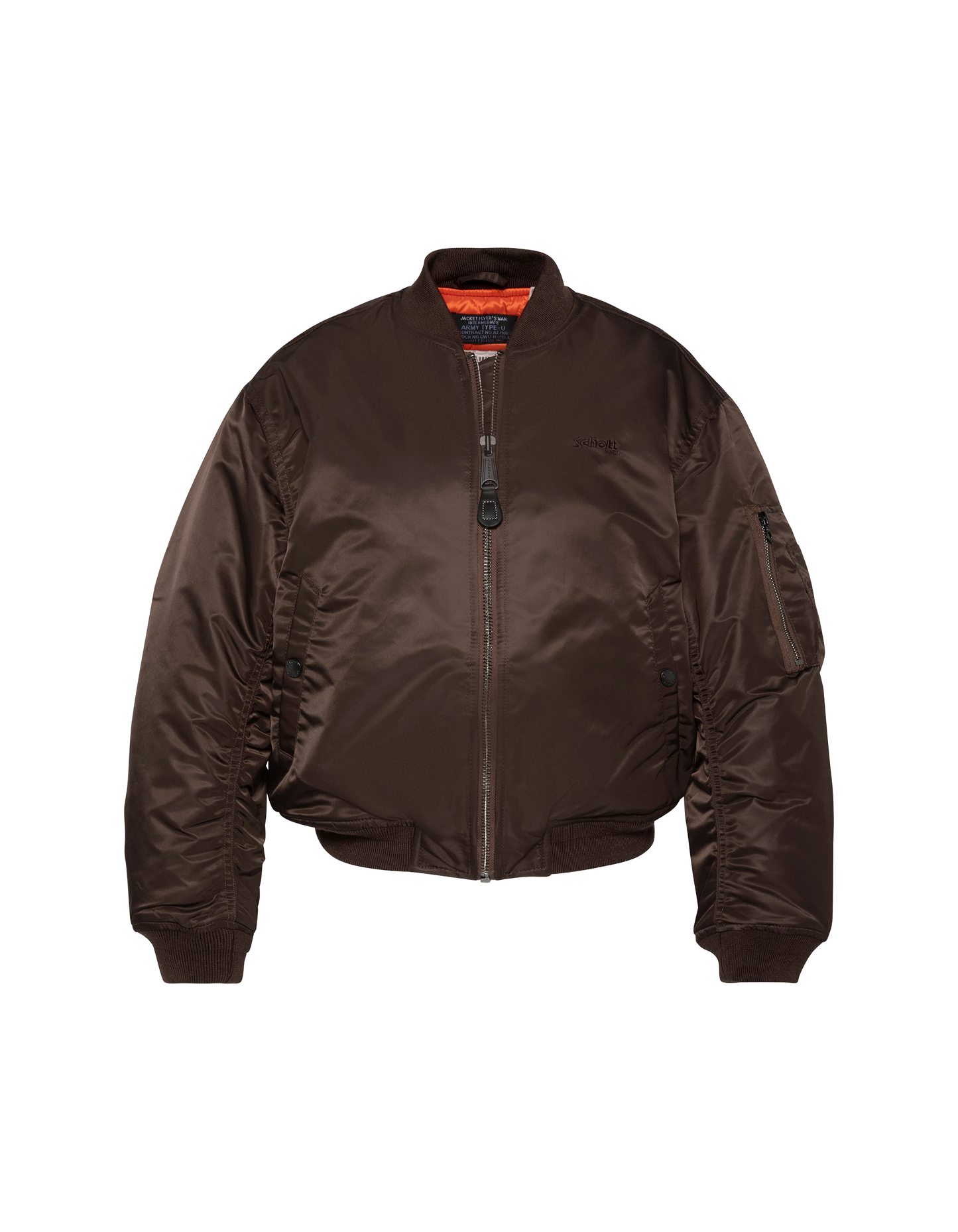 Bomber MA-1 90's marron foncé en nylon recyclé, coupe courte et confort, grande taille
