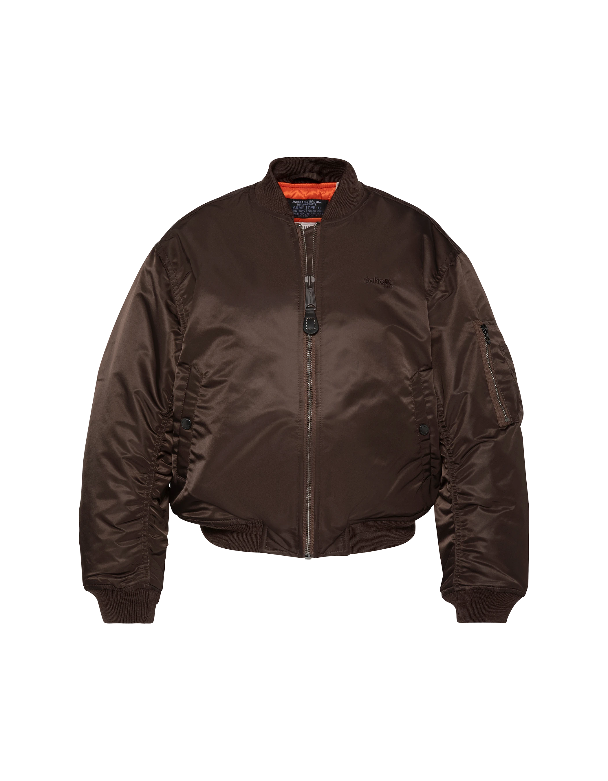 Bomber MA-1 90's marron foncé en nylon recyclé, coupe courte et confort, grande taille-1