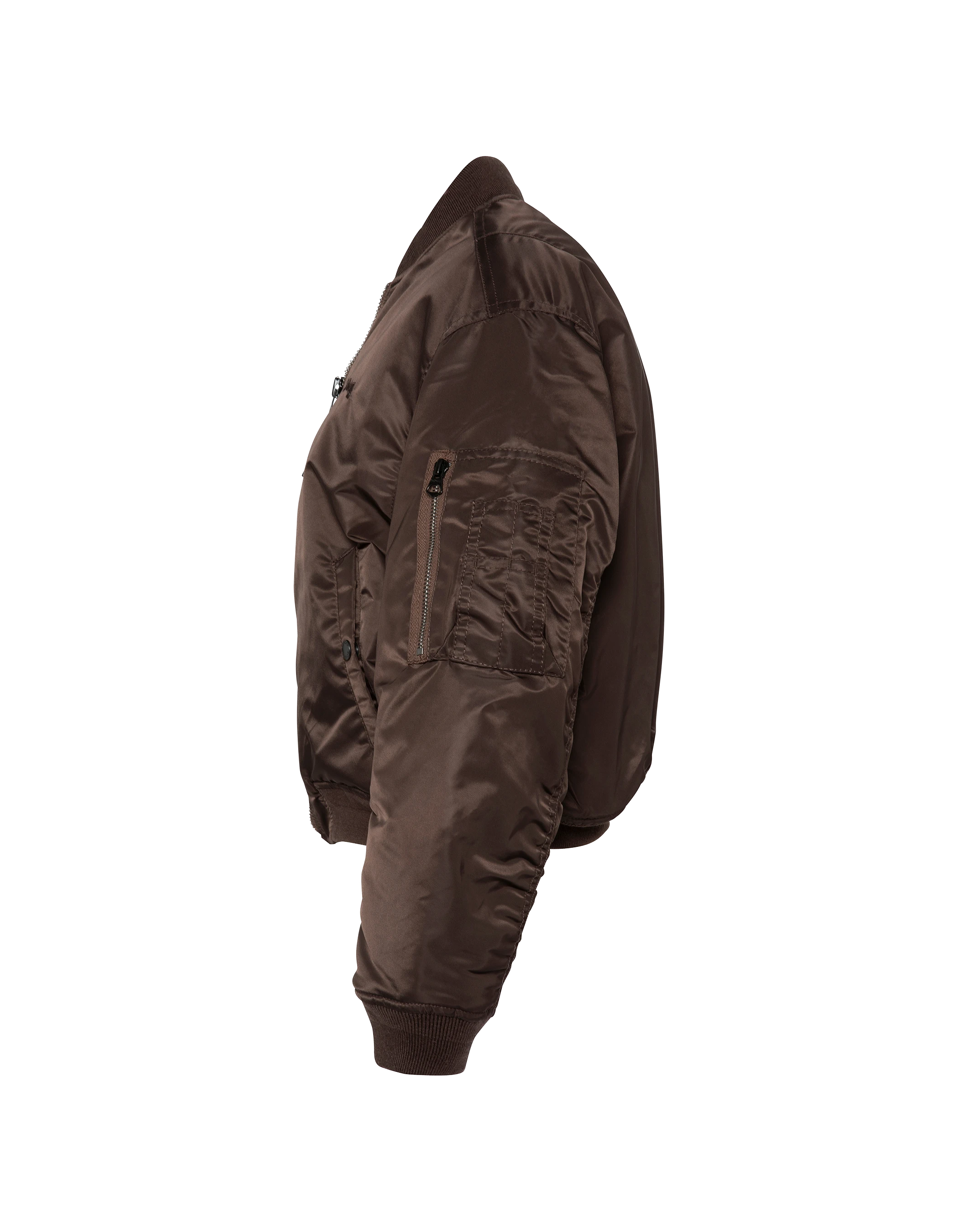 Bomber MA-1 90's marron foncé en nylon recyclé, coupe courte et confort-2