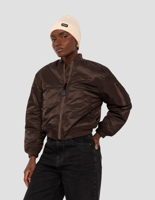 Bomber MA-1 90's marrón oscuro de nailon reciclado, corte corto y comodidad