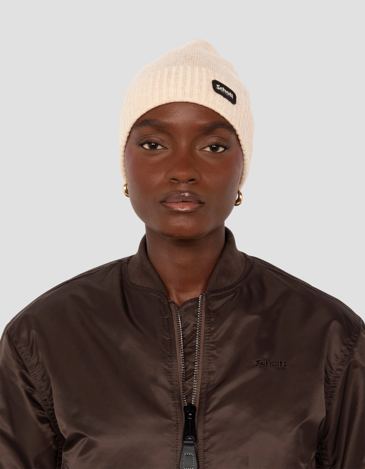 Bomber MA-1 90's marron foncé en nylon recyclé, coupe courte et confort