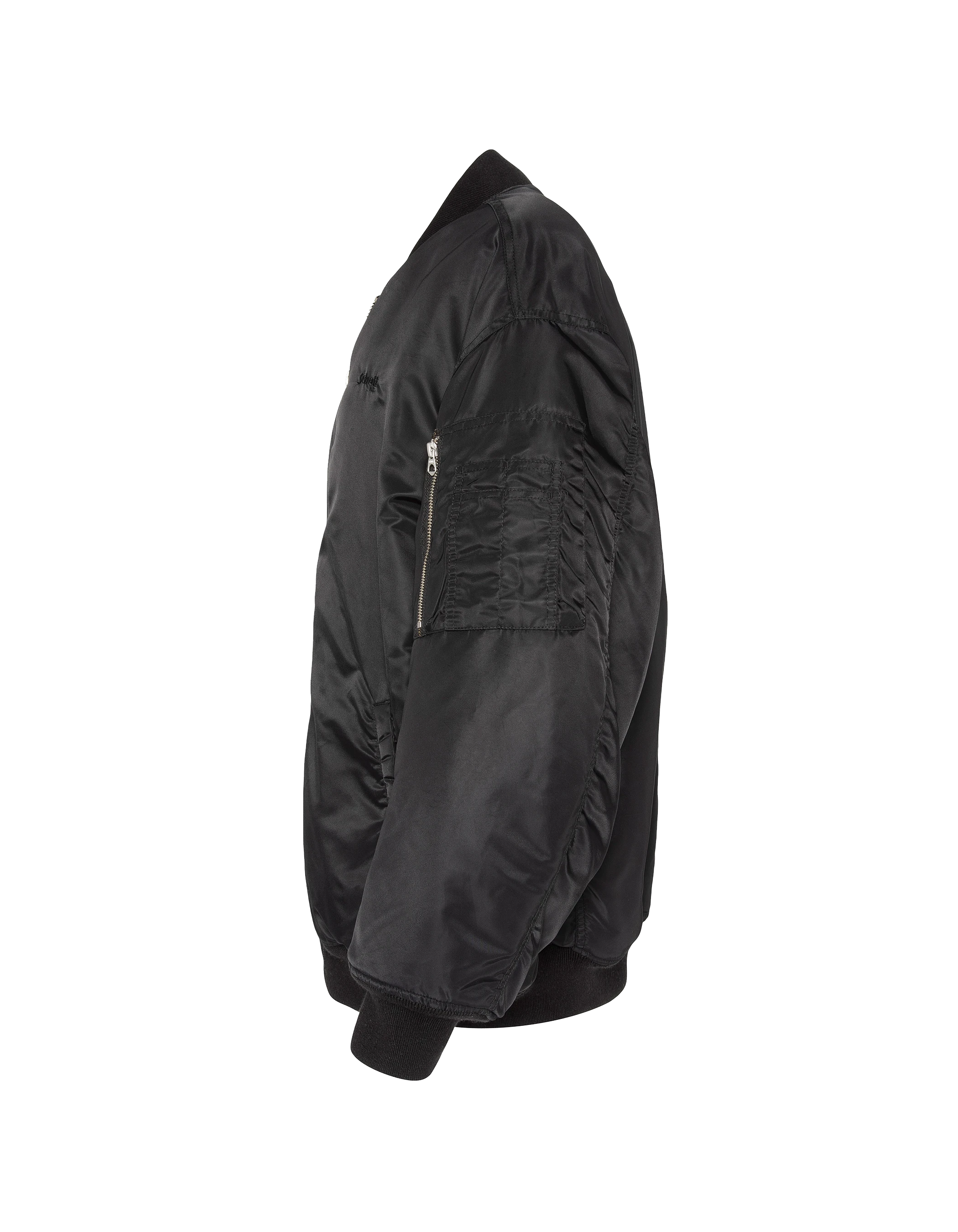 Bombardero tipo ma-1 negro largo, corte de gran tamaño-4