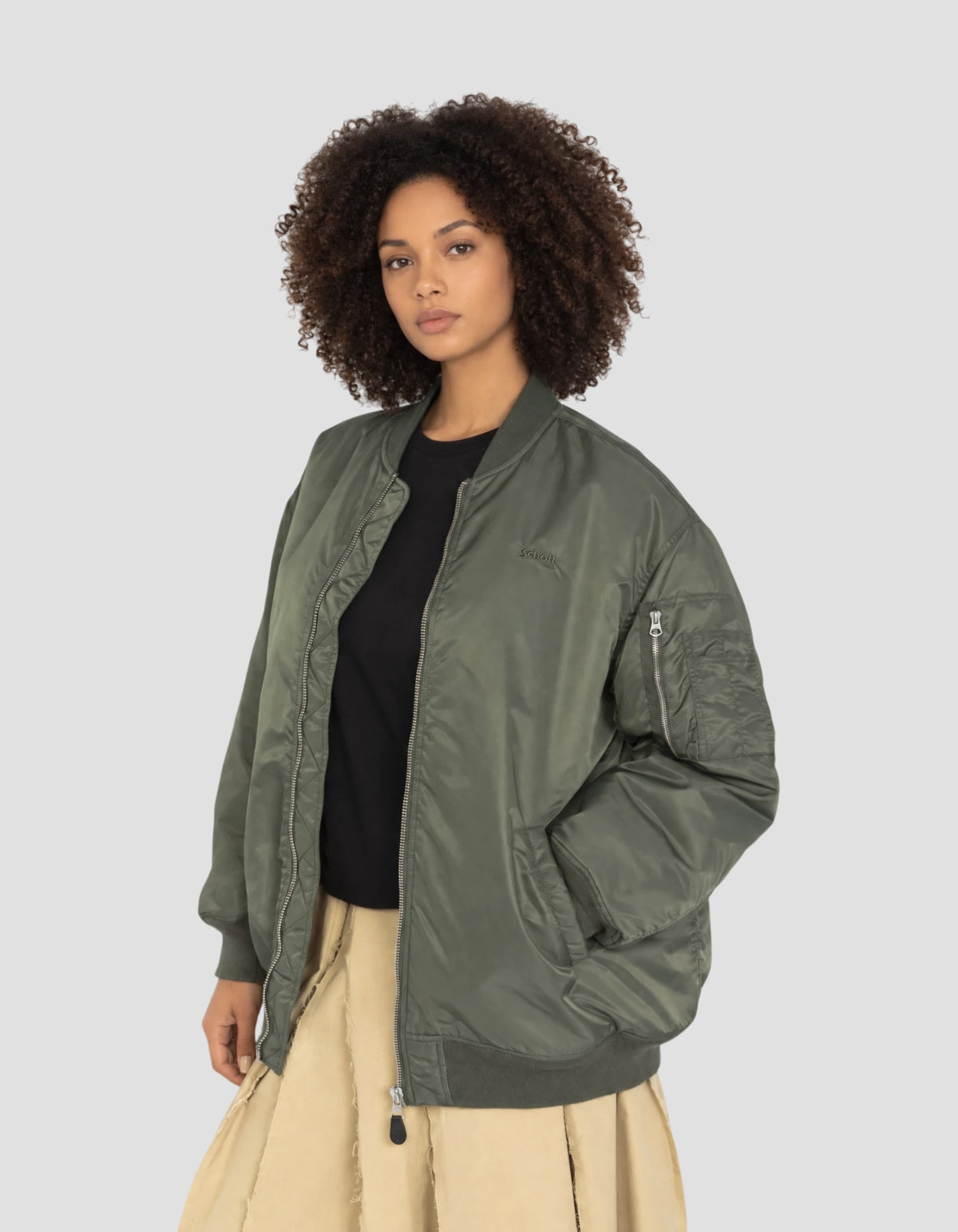 Bomber type MA-1 vert long, coupe oversize