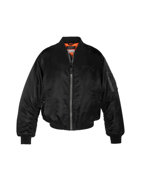 Bomber MA-1 90's noir en nylon recyclé, coupe oversize, grande taille