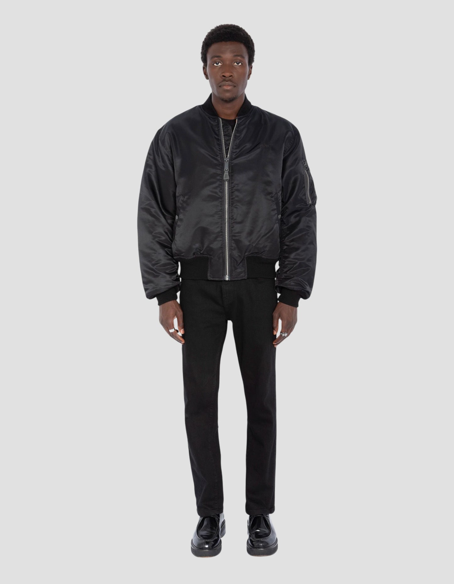 Bomber MA-1 90's noir en nylon recyclé, coupe oversize