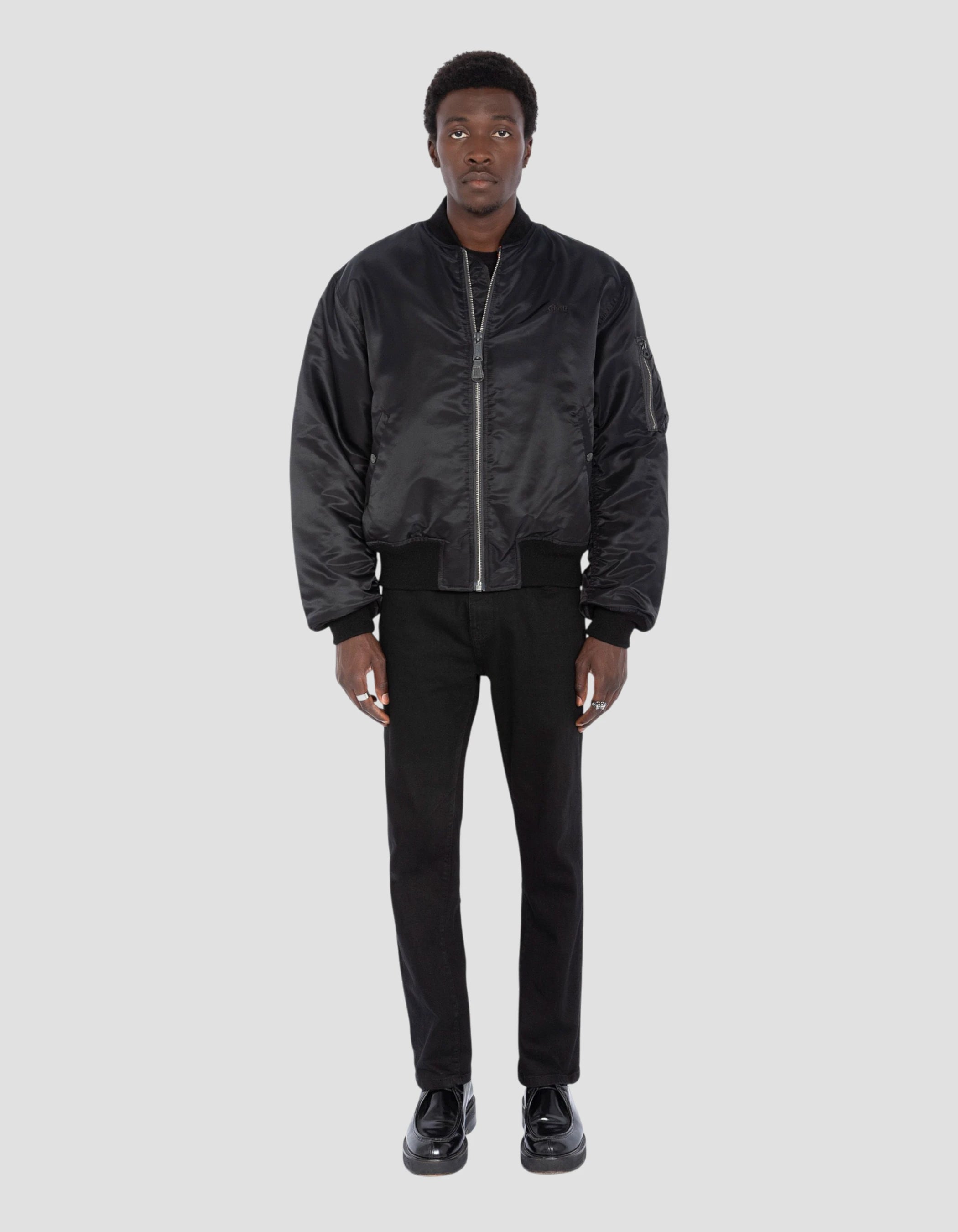 Bomber MA-1 90's noir en nylon recyclé, coupe oversize-1