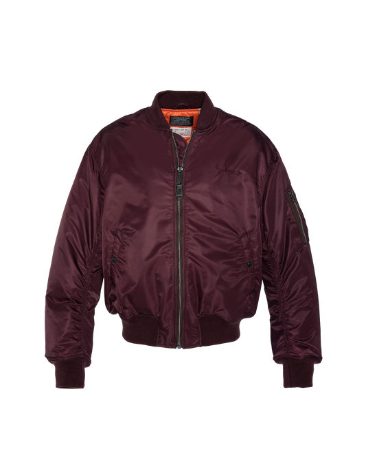 美品 90s Schott ma-1 flight jacket Bomber ma -1 90's dark bordeaux in recycled nylon, oversized cut
