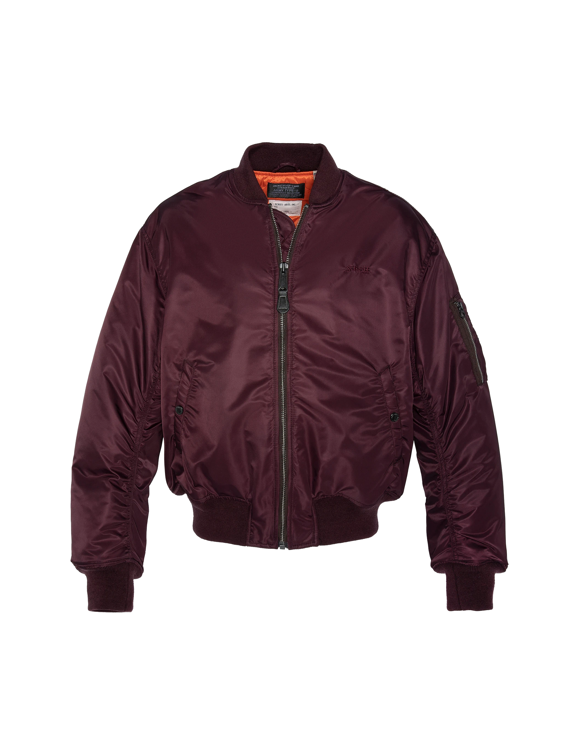 Bomber ma -1 90's dark bordeaux in recycled nylon, oversized cut