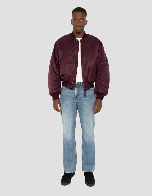 Bomber Ma-1 90's dark Bordeaux in recycled nylon, Oversize cut