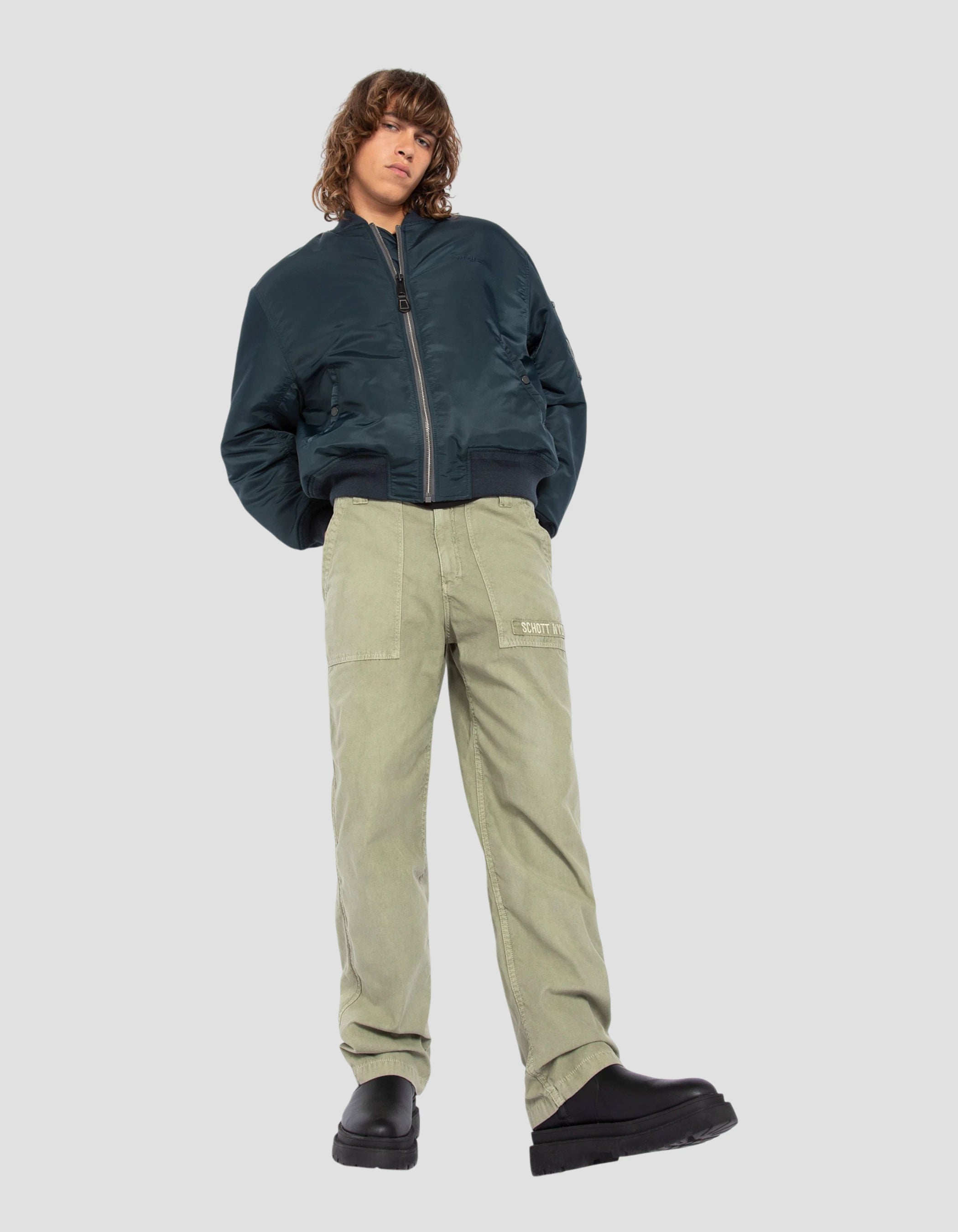 Bomber ma-1 90's navy blue in recycled nylon, oversize cut-6