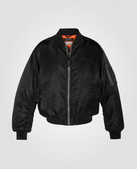 Bomber MA-1 90's noir en nylon recyclé, coupe oversize