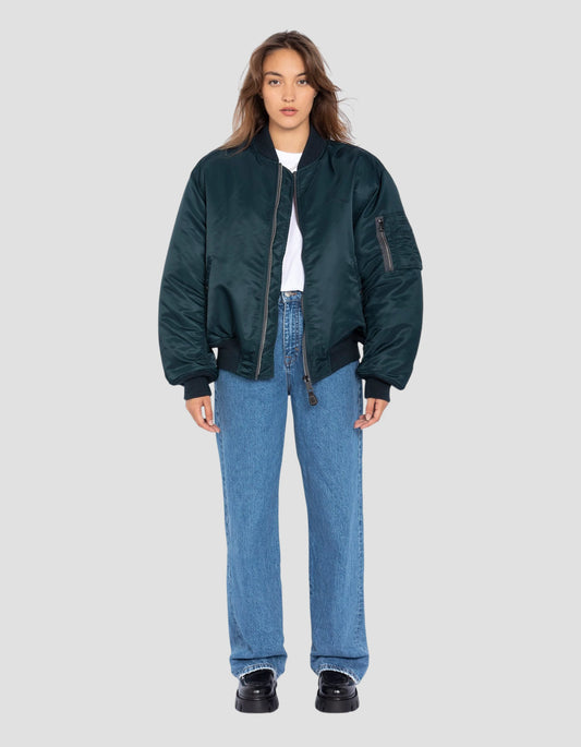 Bomber MA-1 90er Marineblau in recyceltem Nylon, übergroßer Schnitt