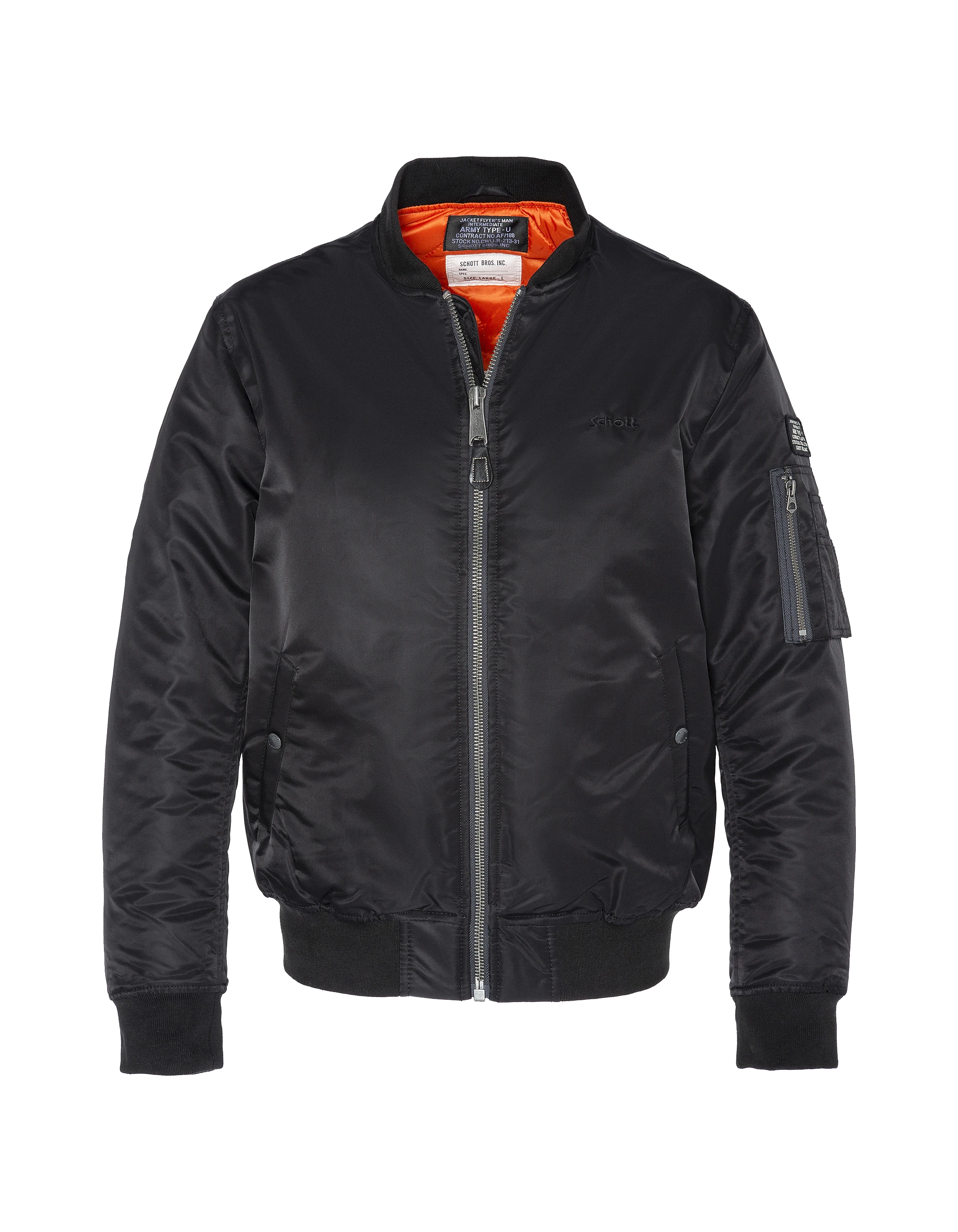 Bomber Ma -1 black in recycled nylon, fitted cut - airforcers Bomber Ma -1 black in recycled nylon, fitted cut - airforcers
