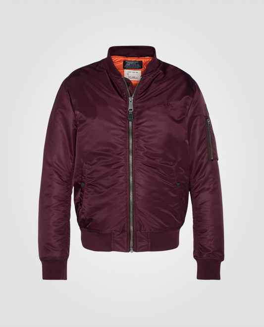 Bomber MA-1 Borgogna scura in nylon riciclato, taglio regolato