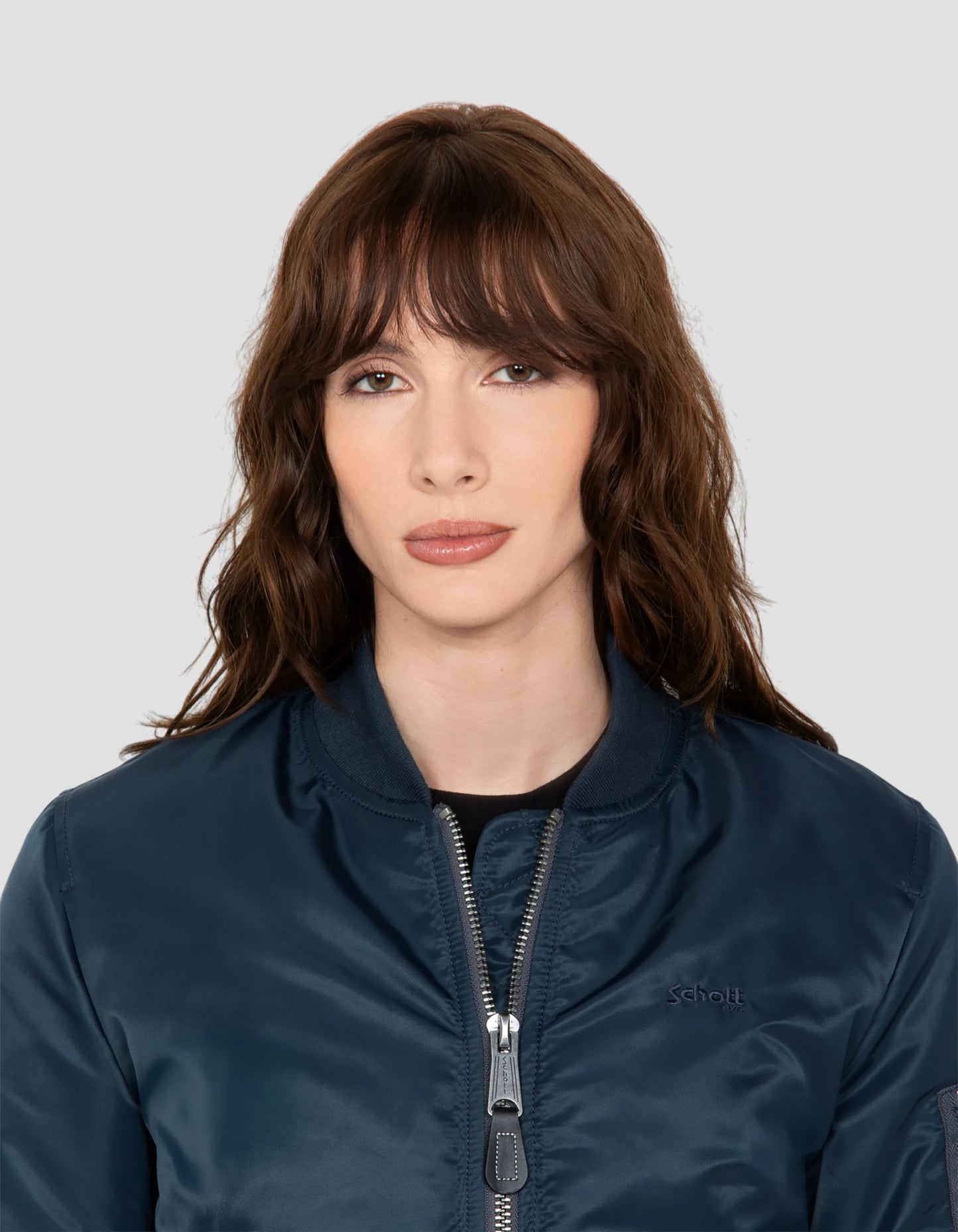 Bomber MA-1 bleu marine en nylon recyclé, coupe ajustée