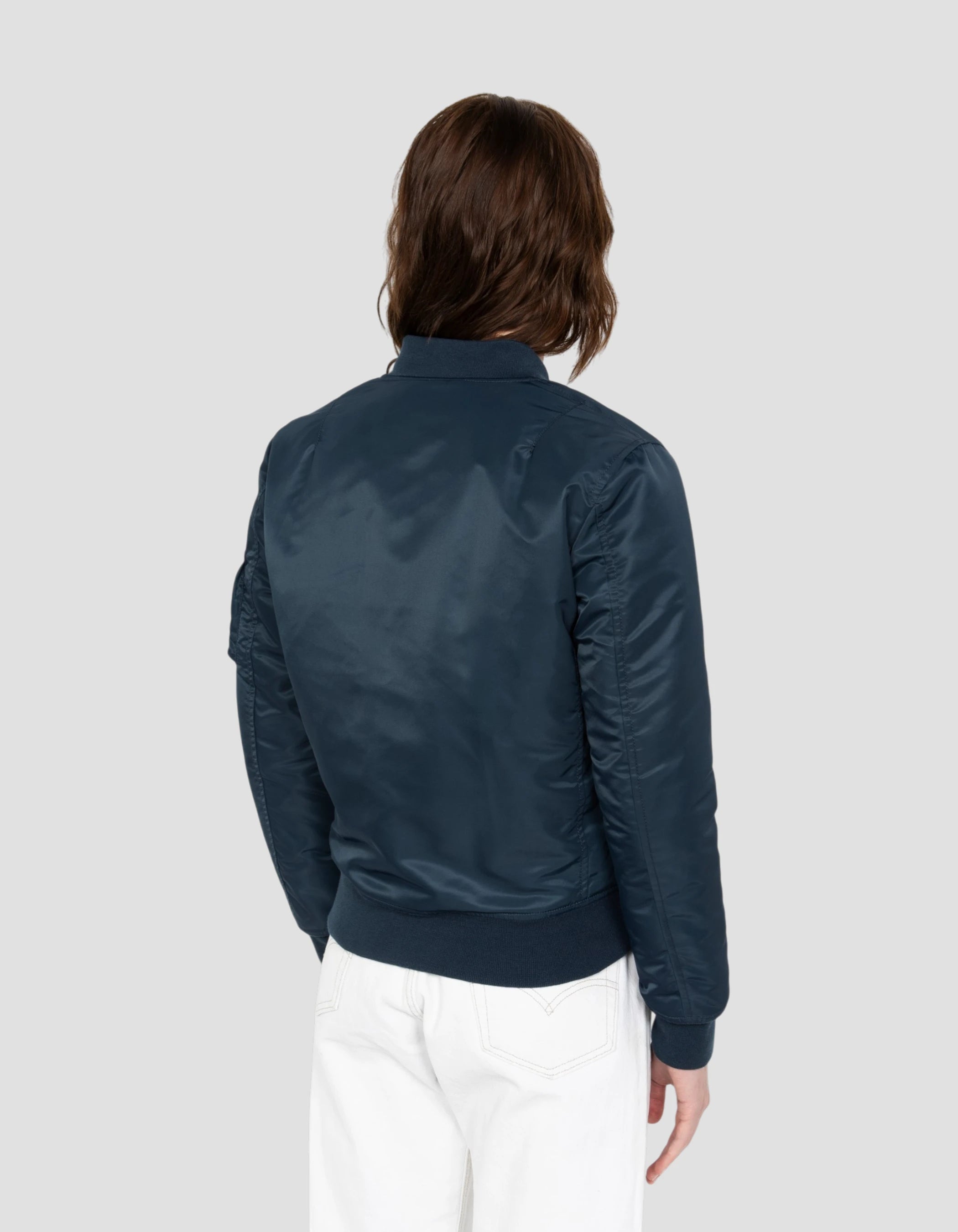 Bomber MA-1 bleu marine en nylon recyclé, coupe ajustée-6