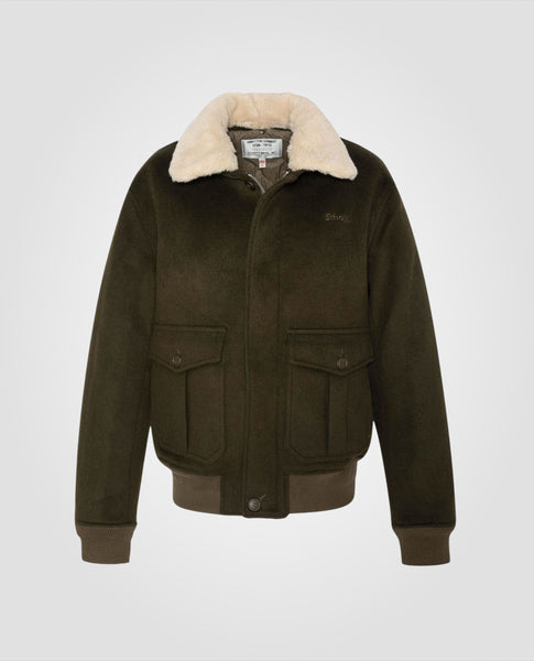 Khaki pilot jacket in mixed wool - Airguard | Schott NYC®
