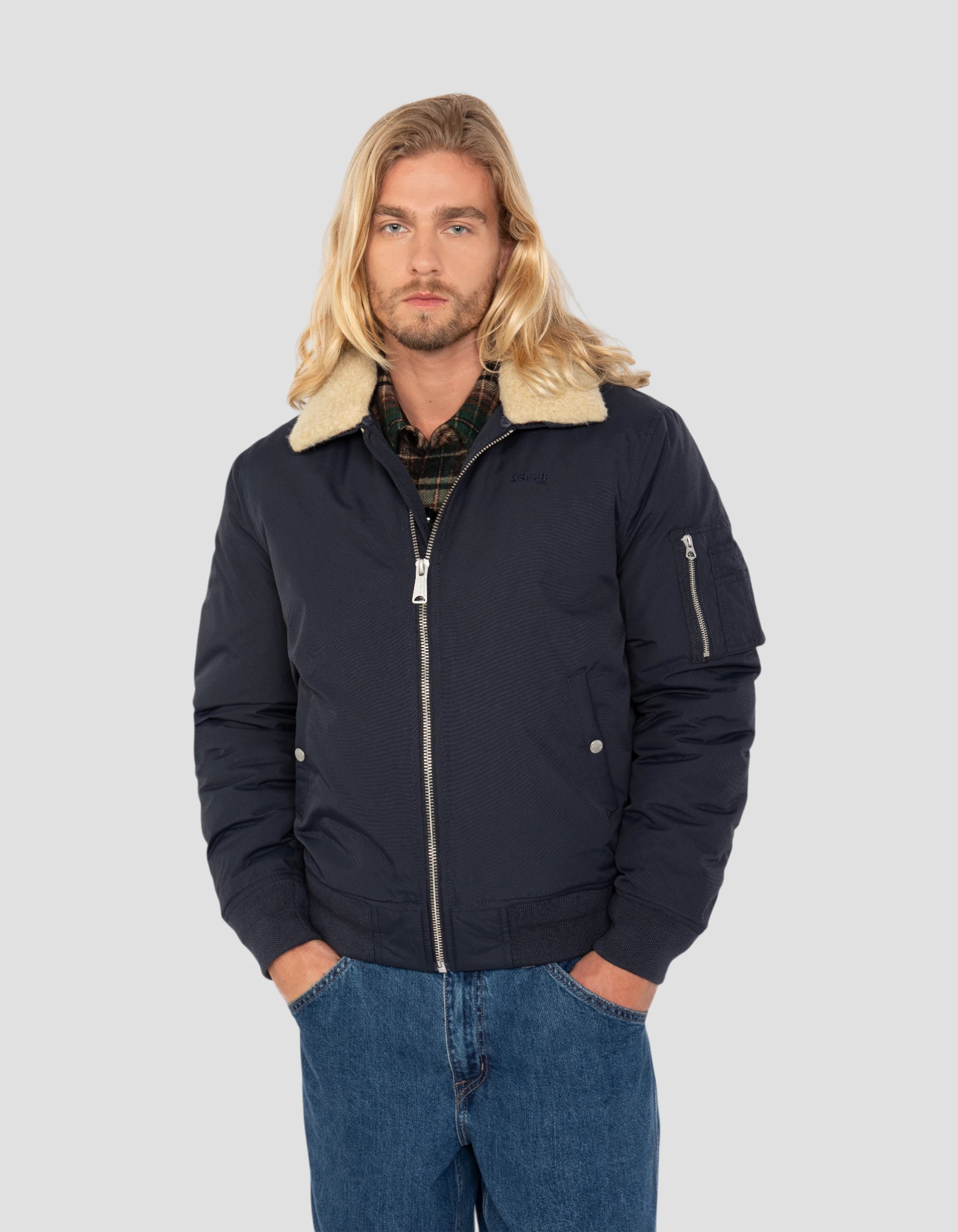 Giacca dell'esercito blu e beige-3