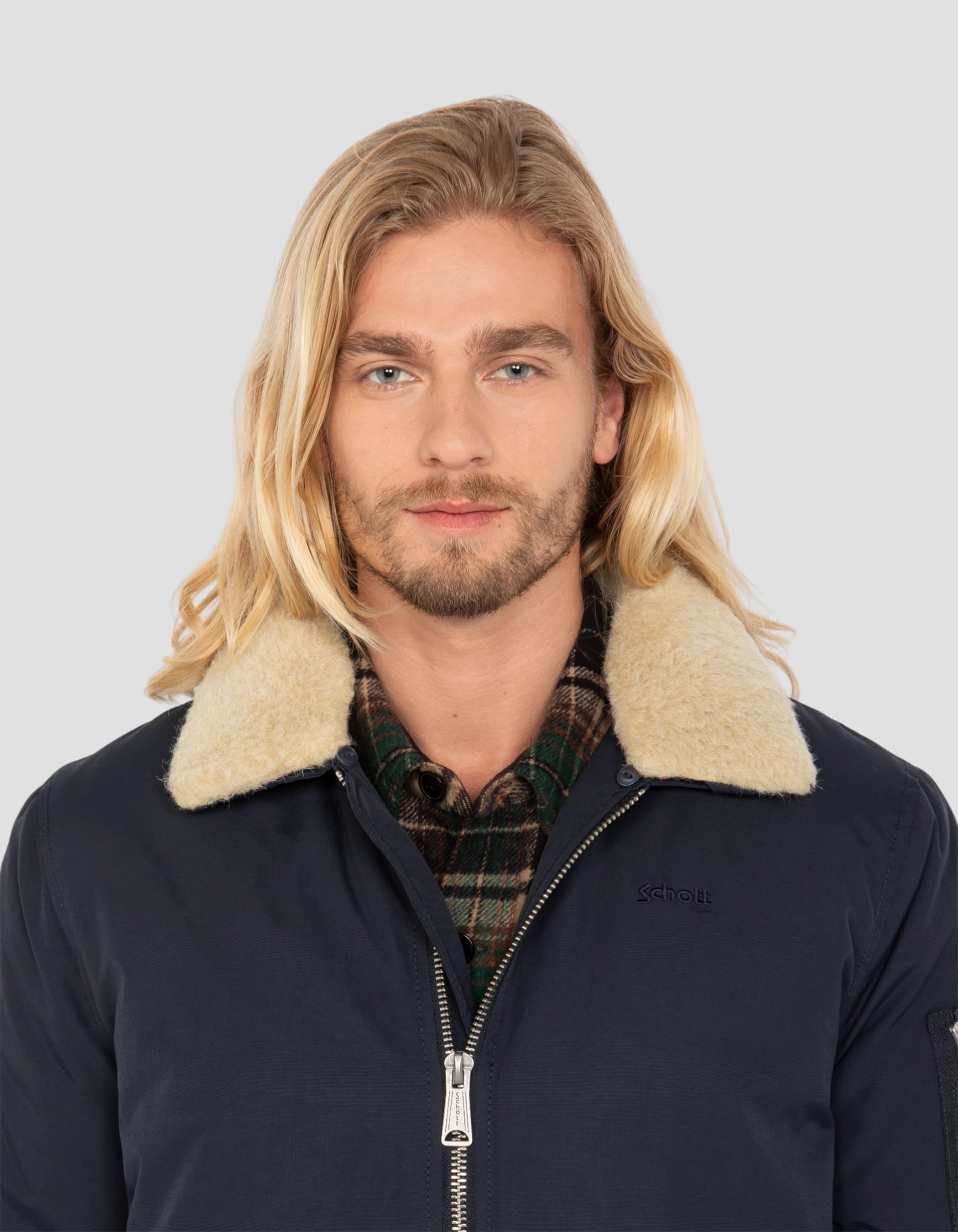 Giacca dell'esercito blu e beige-5