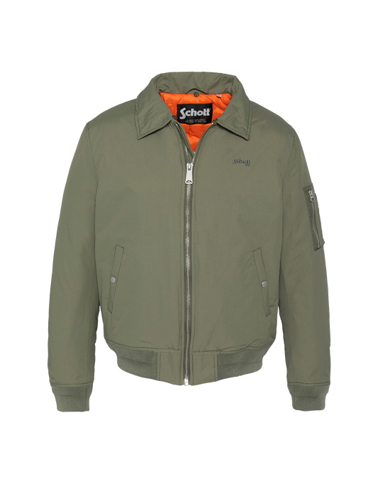 Khaki jacket with removable sherpa collar - OKLAHOMA | Schott NYC®
