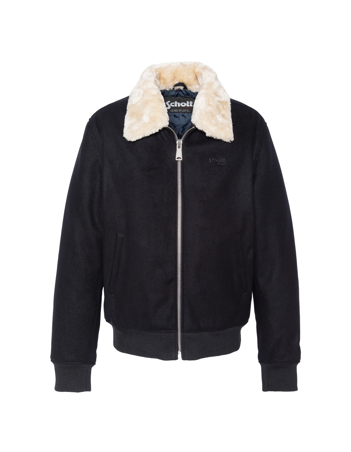 Marineblaue Pilotenjacke aus Wollmischung